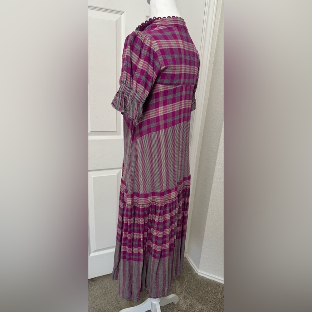 Apiece Apart Los Altos La India Plaid Short Sleeve Midi Dress Size 2 - Picture 6 of 15